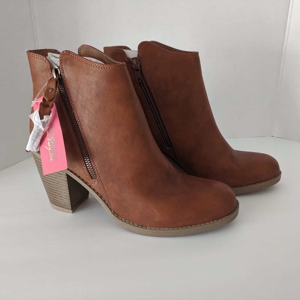 American Rag Baxter Mid-Heel Booties Cognac